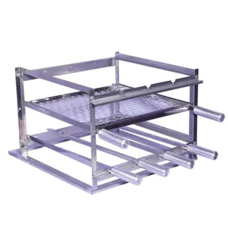 Suporte para Churrasco Fast Gourmet Luxo com 4 Espetos e Grelha.