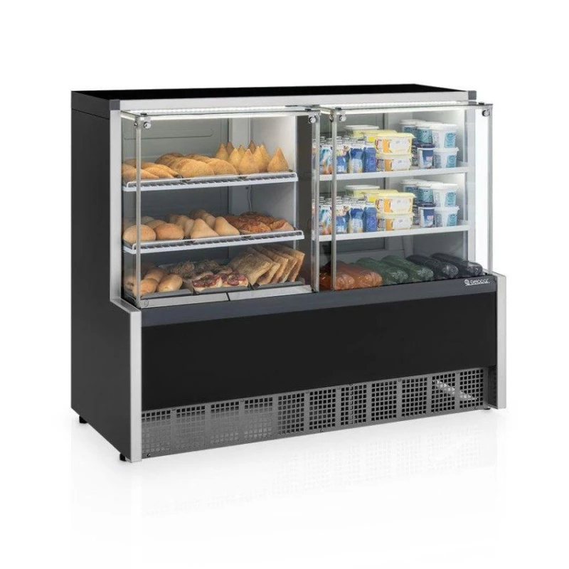 VITRINE REFRIGERADA GQRA-140R PF QUENTE E FRIO 2 PLACAS.