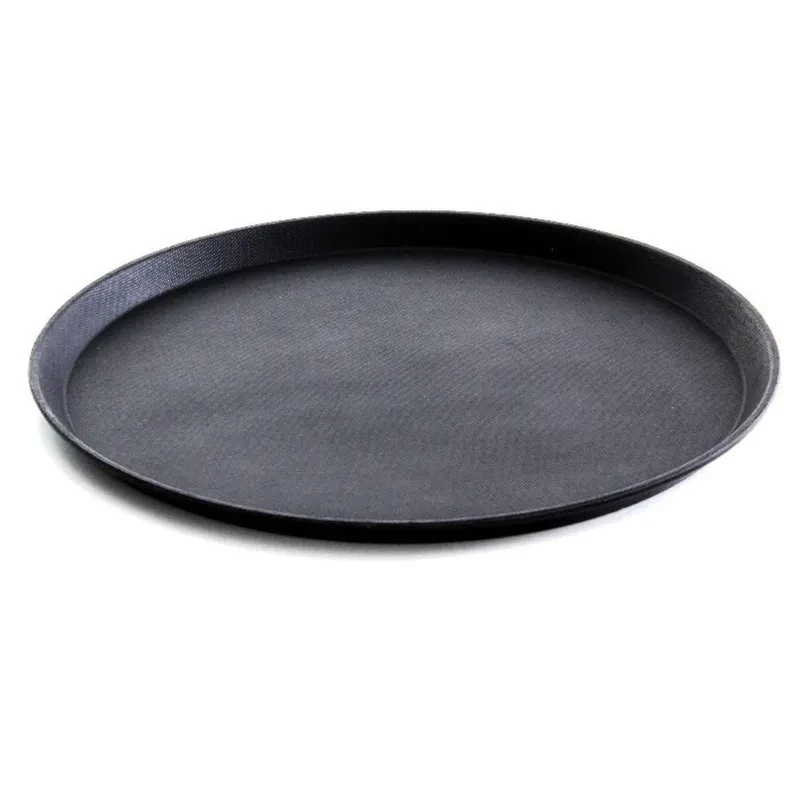 Bandeja Redonda Antiderrapante 45 CM Para Garçom Preta - Weck.