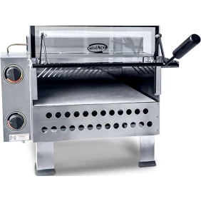 Foto Forno Pizza Industrial à Gás 43x43 de Mesa em Aço Inox Com Infravermelho e Pedra Refratária