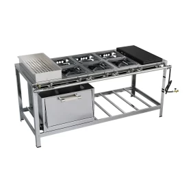 Foto FOGÃO 6 BOCAS SÉRIE LUXO COM FORNO E CHAPA E BANHO MARIA 3QS/3QD BAIXA PRESSÃO - METALMAQ