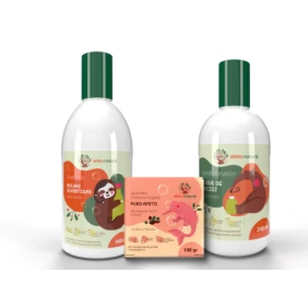 Foto Kit Banho Infantil Hipoalergênico Shampoo 300ml Condicionador 240ml Sabonete Vegetal em Barra 100g Puro Afeto