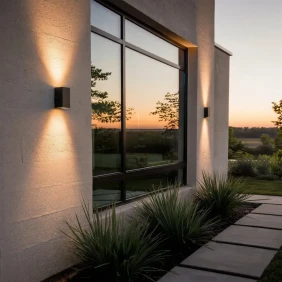 Foto Arandela Slim Externa 2 Focos Em Alumínio Luminária De Parede Cor Preto G9 Mf1433 Mega Forte Iluminação