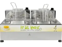 Fritadeira elétrica mesa 2 cuba 10 litros feoi-10 inox 220v ou 127v - ital inox.