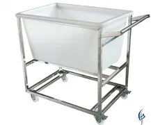 Carro inox com Cuba Polietileno.