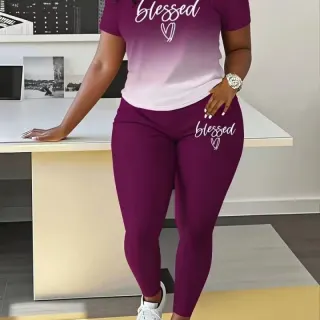 Conjunto de 2 peças para mulher, primavera/verão, casual, gola redonda,
