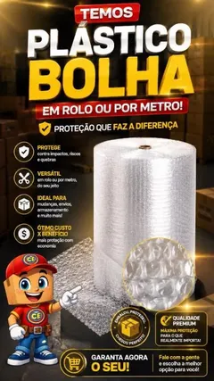Plástico Bolha para Embalagem (em rolo ou por metro)
