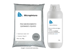 Foto kit Micropintura Microcimento Queimado Líquido Piso Cinza 20kg 